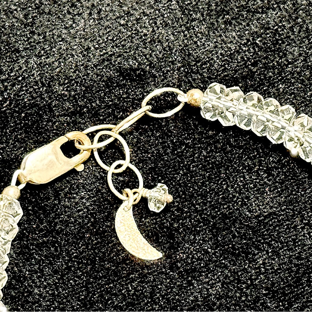 Clear Crystal Faceted Bead Bracelet in Silver Tone Bling Bougie Statement - Picture 3 of 5